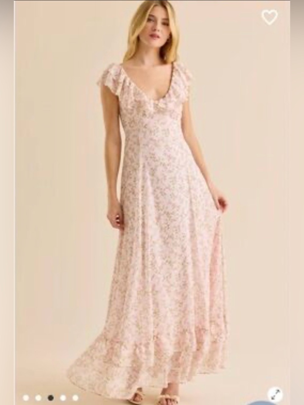 Altar'd State Light Pink Floral Ruffle Maxi Dress